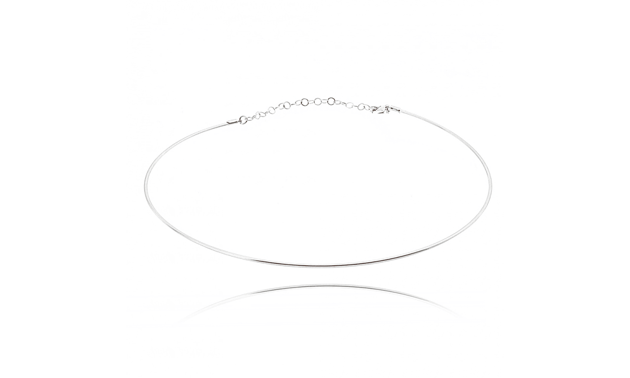 Colar Choker Aro Slim Ródio Branco.